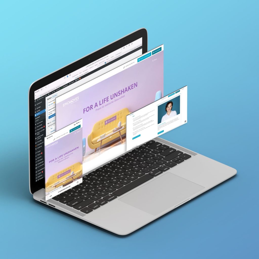 Webseite, Beispielbild: Rekoment Das Bild zeigt eine Barrierefreie WordPress Seite für eine Praxis als Beipspielbild