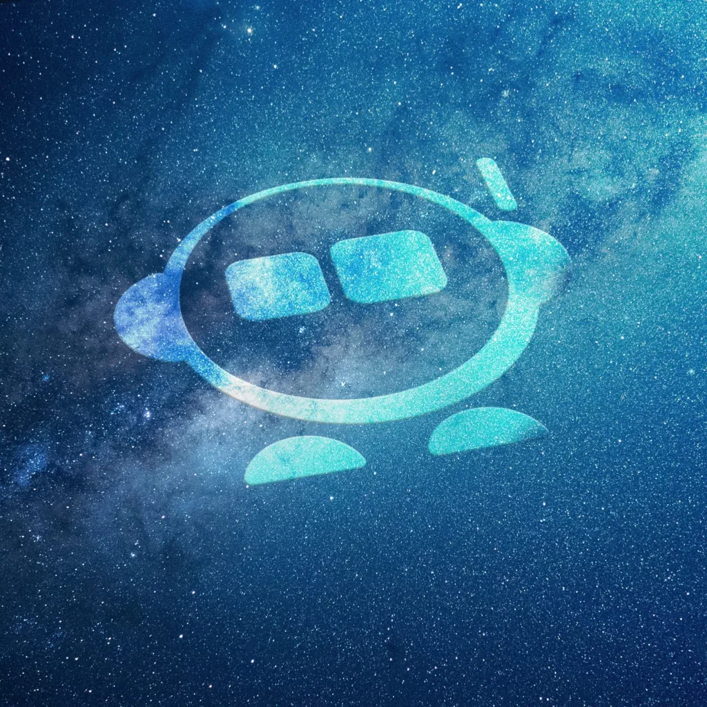 Bild zeigt einen kleinen Videonauten als Logoicon auf einem Sternenhintergrund