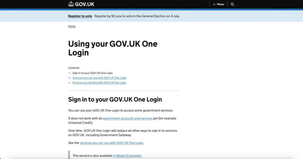 Screenshot GOV.UK