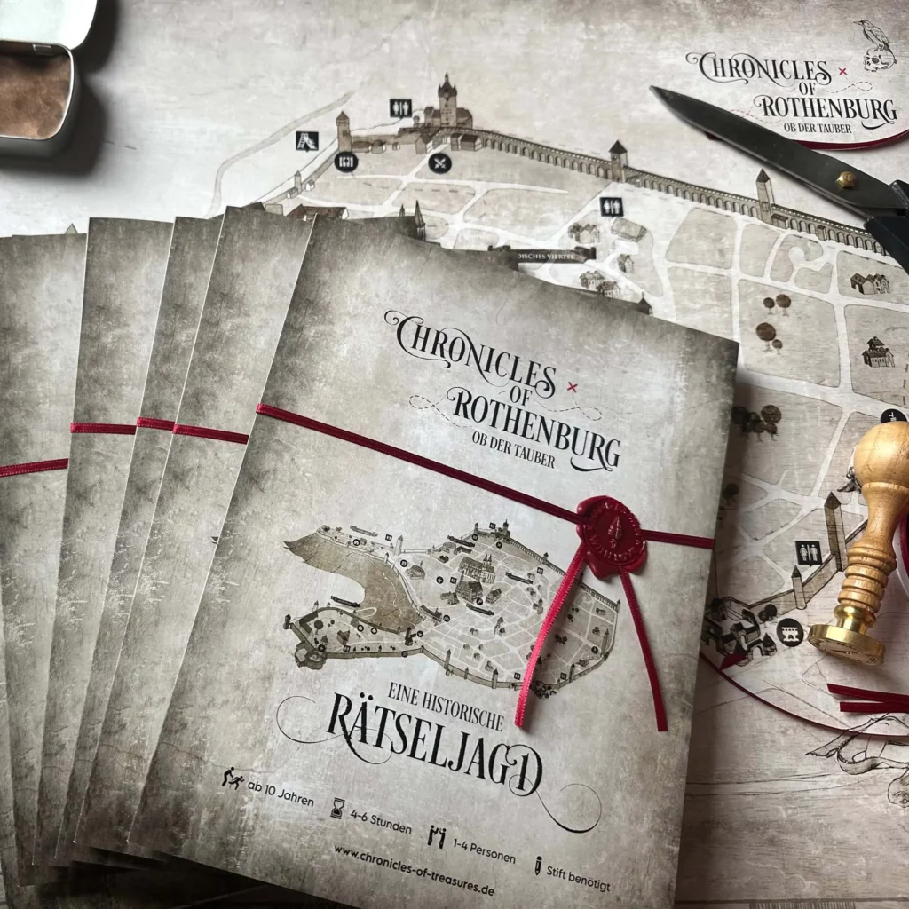 Mit einem Wachssiegel versiegelte Schatzkarte der Chronicles of Rothenburg